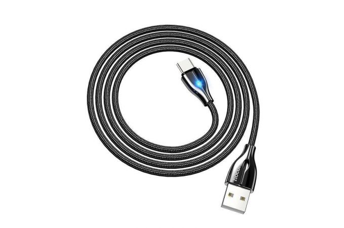 Кабель USB - USB Type-C HOCO U88 3A (черный) 1,2м (в оплетке, LED индикатор)