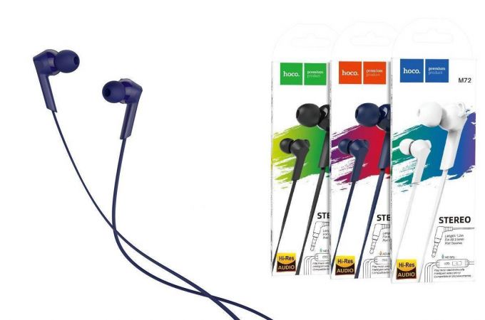Наушники вакуумные проводные HOCO M72 Admire universal earphones синяя