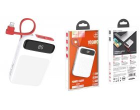 Универсальный дополнительный аккумулятор Power Bank HOCO J40 кабель Lightning (10000 mAh) (белый)