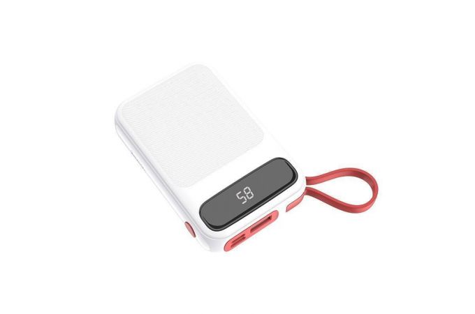 Универсальный дополнительный аккумулятор Power Bank HOCO J40 кабель Lightning (10000 mAh) (белый)