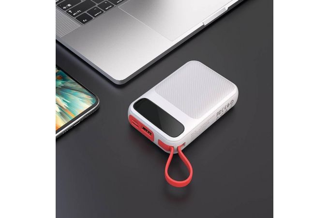 Универсальный дополнительный аккумулятор Power Bank HOCO J40 кабель Lightning (10000 mAh) (белый)