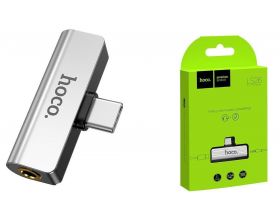 Переходник HOCO LS26 Type-C 2-in-1 Audio Converter с разъема AUX на Type-C (серый)