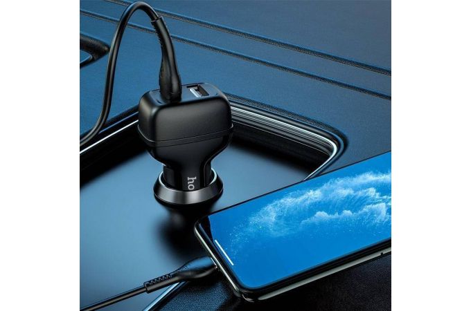 Автомобильное зарядное устройство АЗУ 2USB + кабель MicroUSB HOCO Z36 Leader 2400mAh (белый)