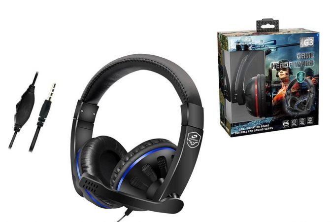 Наушники мониторные проводные с микрофоном KADUM G3 (синий)