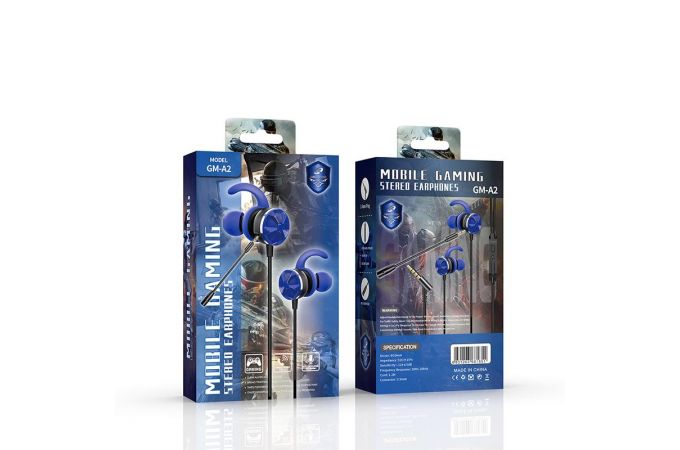 Наушники вакуумные проводные игровые с микрофоном KADUM GM-A2 (синий)