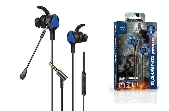 Наушники вакуумные проводные игровые с микрофоном KADUM GM-A3 (синий)