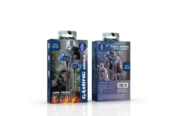 Наушники вакуумные проводные игровые с микрофоном KADUM GM-A3 (синий)