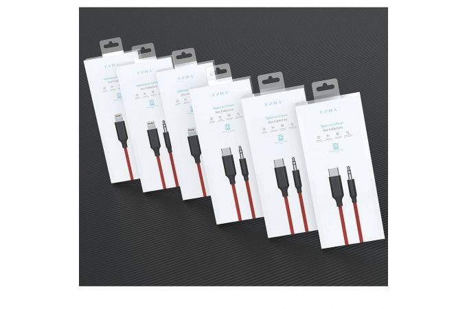 Переходник кабель EZRA LD06 (штекер iOSLightning - штекер Джек 3,5мм) 1м (черно-красный)