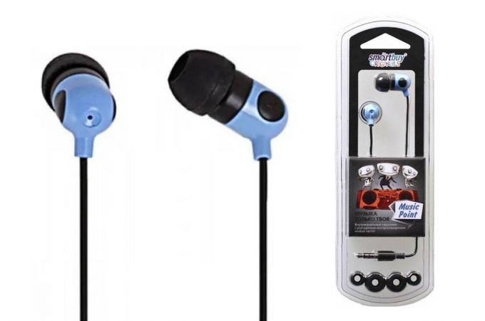 Наушники вакуумные проводные Smartbuy MUSIC POINT SBE-2500 (синий)