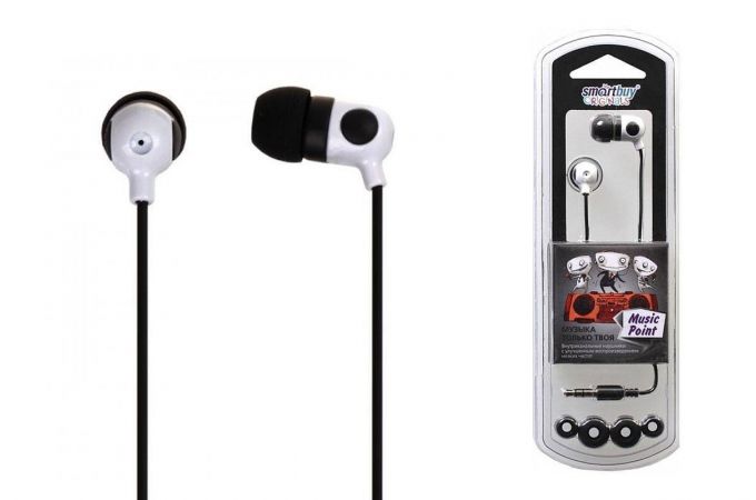 Наушники вакуумные проводные Smartbuy MUSIC POINT SBE-2510 (черно-белый)
