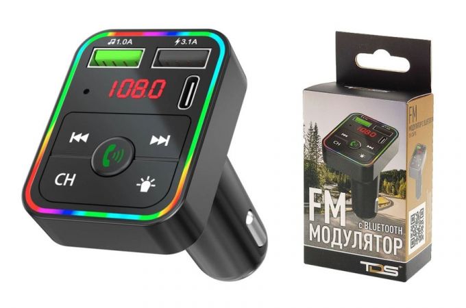 FM-Модулятор TDS TS-CAF15 RGB (Bluetooth)