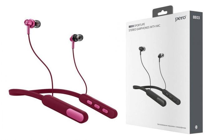 Bluetooth наушники Pero BE03 Sportlife красные вакуумные