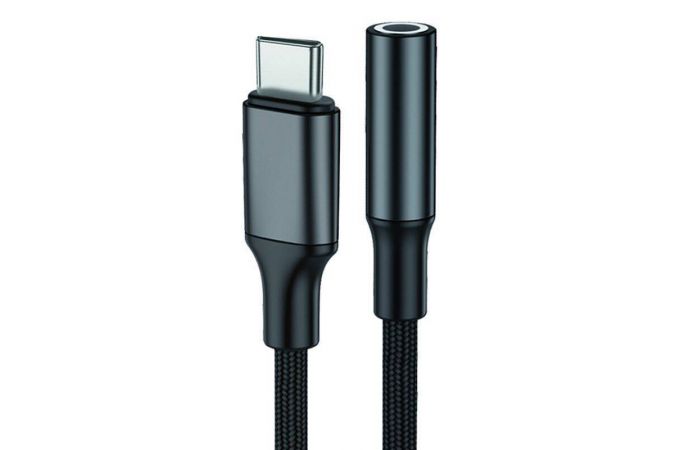 Адаптер WALKER WA-030 TYPE-C -- AUX, в коробке, черный