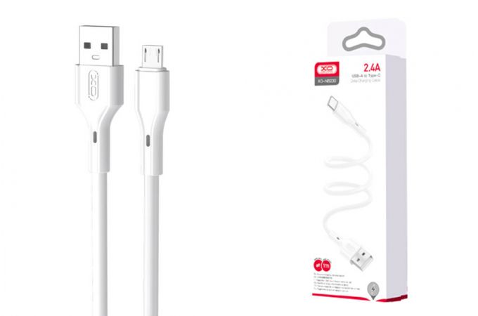 Кабель USB - MicroUSB XO NB230 Rock Series. 2.4A. белый