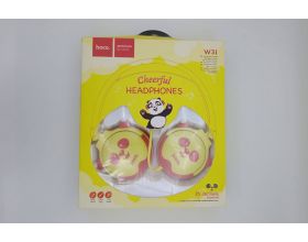 Наушники мониторные проводные HOCO W31 Childrens headphones (желтый, панда) (УЦЕНКА! МЯТАЯ УПАКОВКА)