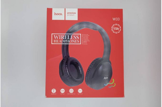 Наушники мониторные беспроводные HOCO W33 Art sound BT wireless headphones Bluetooth (черный) (УЦЕНКА! МЯТАЯ УПАКОВКА)