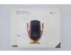 Держатель автомобильный для телефона R1 2in1 SmartSensor + беспроводная зарядка (дефлектор и стекло, золотой) (УЦЕНКА! МЯТАЯ УПАКОВКА)