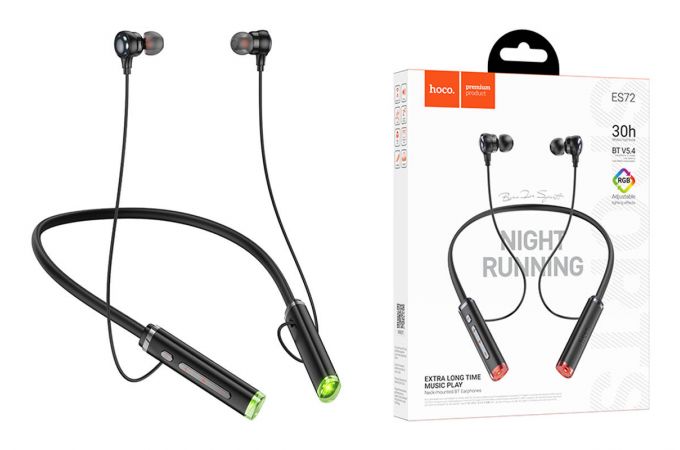 Наушники вакуумные беспроводные HOCO ES72 Benevolent с шейным ободом (черные)