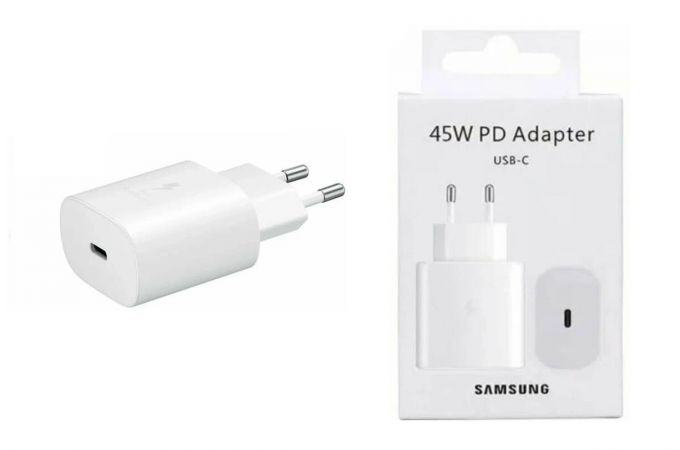 Сетевое зарядное устройство USB-C Samsung PD Adapter 45W (белый) (вариант 1) (Л)