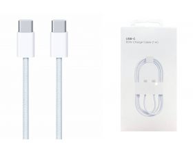 Кабель USB Type-C - Type-C cable 60W ВЬЕТНАМ (белый) 1м 10 в упаковке (цена за штуку) (Л)