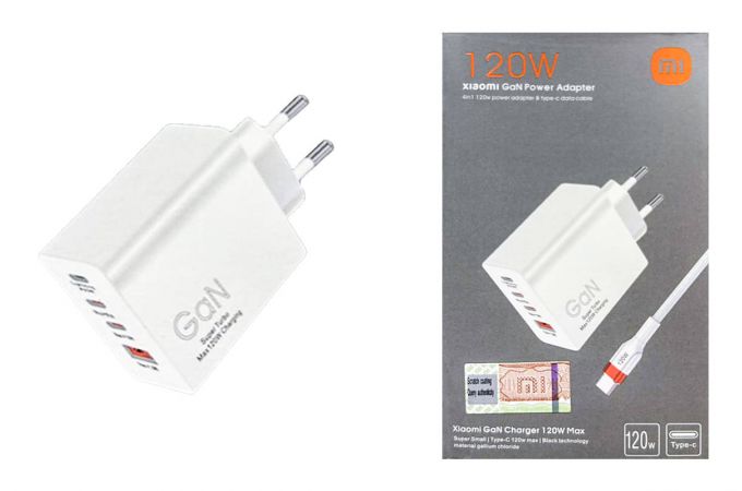 Сетевое зарядное устройство USB Xiaomi 120W USB+2PD+Light (Л)