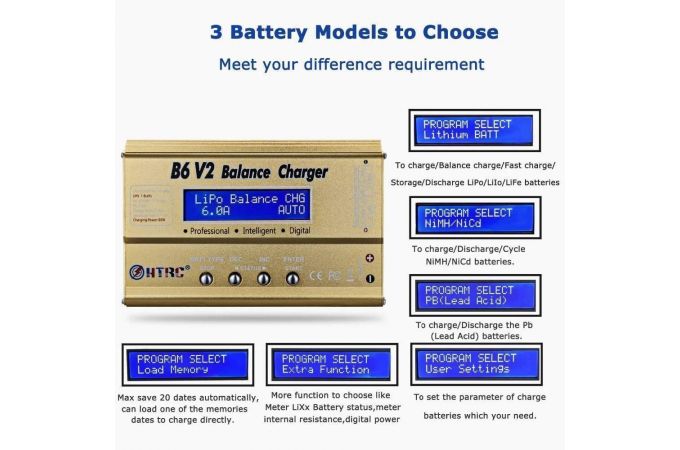 Зарядное устройство для аккумуляторов HTRC B6V2 (80Вт) (iMax)