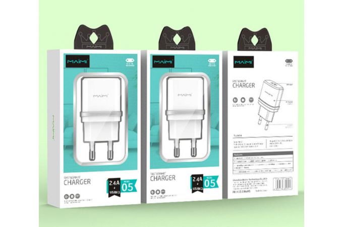 Сетевое зарядное устройство USB MAIMi O5 5B, 2400mA (белый)