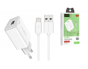 Сетевое зарядное устройство USB + кабель Lightning MAIMi T7, 5B, 2400mA (белый)