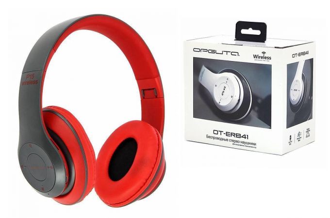 Наушники мониторные беспроводные Орбита OT-ERB41 FM,TF Bluetooth (красный)