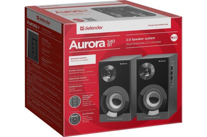 Акустическая система 2.0 Defender Aurora S40 BT повр.упаковка (черный)