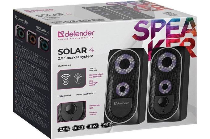 Акустическая система 2.0 Defender Solar 4 (черный)