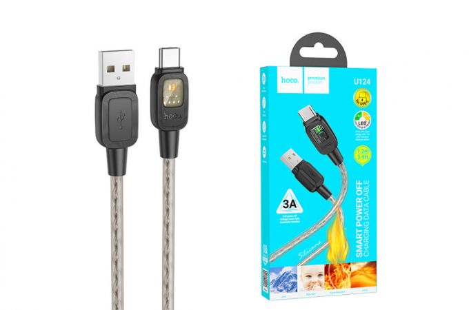 Кабель USB - USB Type-C HOCO U124 (черный) 1м (силиконовый)