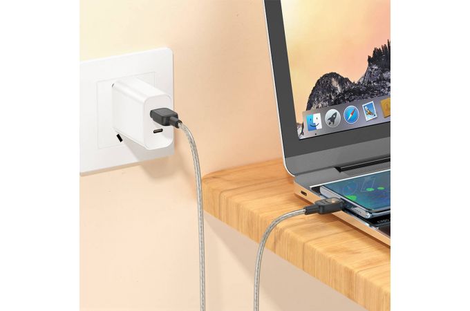 Кабель USB - USB Type-C HOCO U124 (черный) 1м (силиконовый)