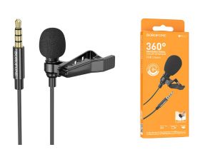 Микрофон беспроводной петличка BOROFONE BFK11 microphone Jack 3.5 mm черный