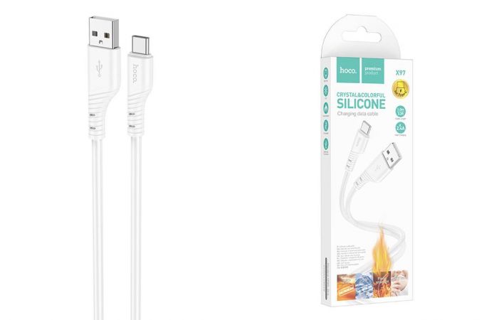 Кабель USB - USB Type-C HOCO X97 (белый) 1м силиконовый