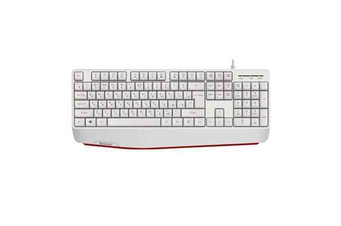 Клавиатура проводная Defender Atom HB-546 RU белый 104 клавиши+FN, кабель 1.8м