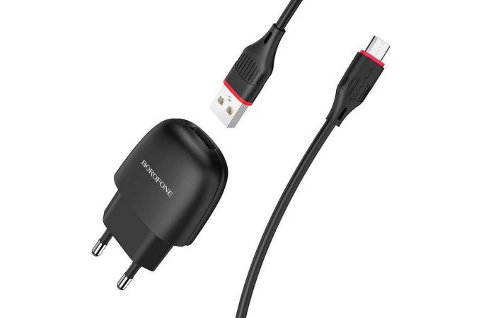 Сетевое зарядное устройство USB + кабель MicroUSB BOROFONE BA49A Vast power 2100mAh (черный)