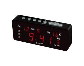 Часы настольные VST 762WX-1 (дата, температура) (красный)