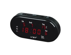Часы настольные VST 801WX-1 (дата, температура) + БЛОК (красный)