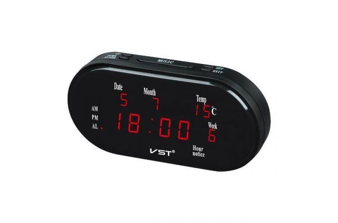 Часы настольные VST 801WX-1 (дата, температура) + БЛОК (красный)