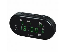 Часы настольные VST 801WX-4 (дата, температура) с блоком (зеленый)