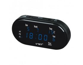 Часы настольные VST 801WX-5 (дата, температура) с блоком (синий)