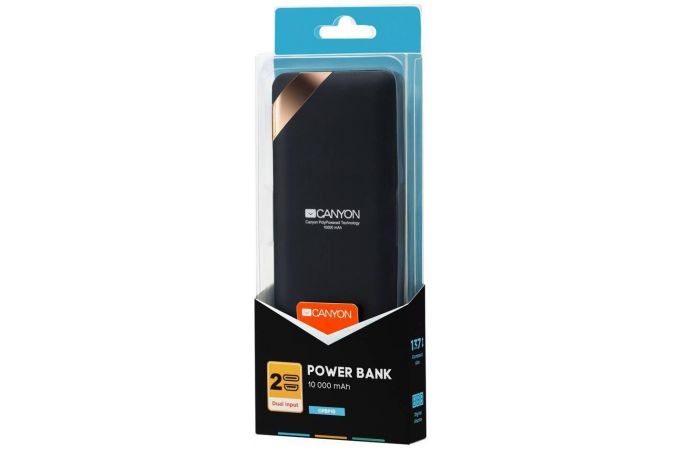 Универсальный дополнительный аккумулятор Power Bank Canyon PB-102 дисплей (10000 mAh) (черный)