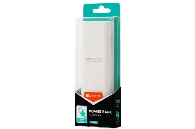 Универсальный дополнительный аккумулятор Power Bank Canyon PB-103 (10000 mAh) (белый)