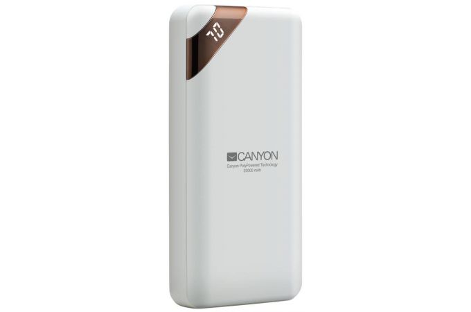 Универсальный дополнительный аккумулятор Power Bank Canyon PB-202 дисплей (20000 mAh) (белый)