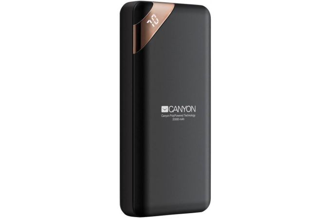 Универсальный дополнительный аккумулятор Power Bank Canyon PB-202 дисплей (20000 mAh) (черный)