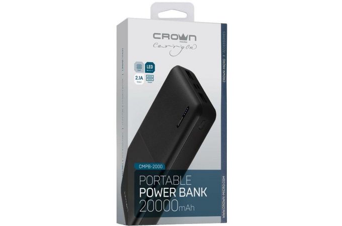 Универсальный дополнительный аккумулятор Power Bank Crown CMPB-2000 (20000 mAh) (черный)