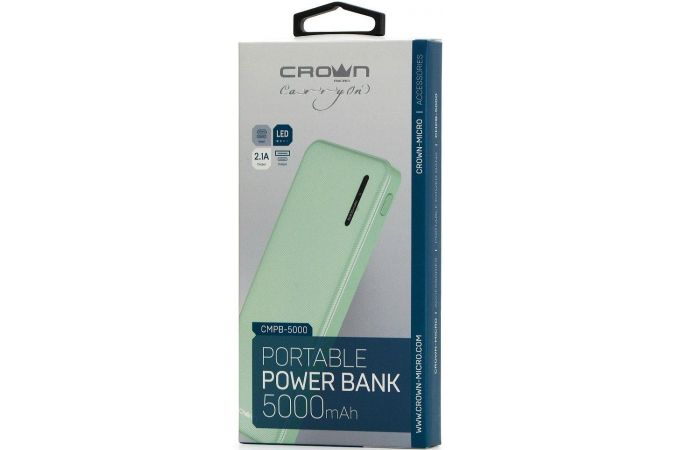 Универсальный дополнительный аккумулятор Power Bank Crown CMPB-5000 (5000 mAh) (фисташковый)