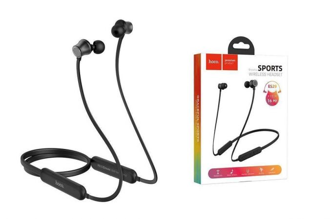 Наушники вакуумные беспроводные HOCO ES29 Graceful sports wireless headset Bluetooth (черный)