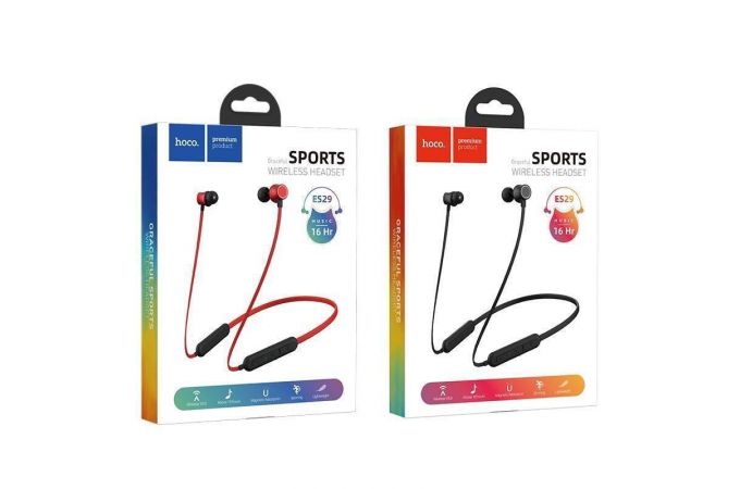 Наушники вакуумные беспроводные HOCO ES29 Graceful sports wireless headset Bluetooth (черный)